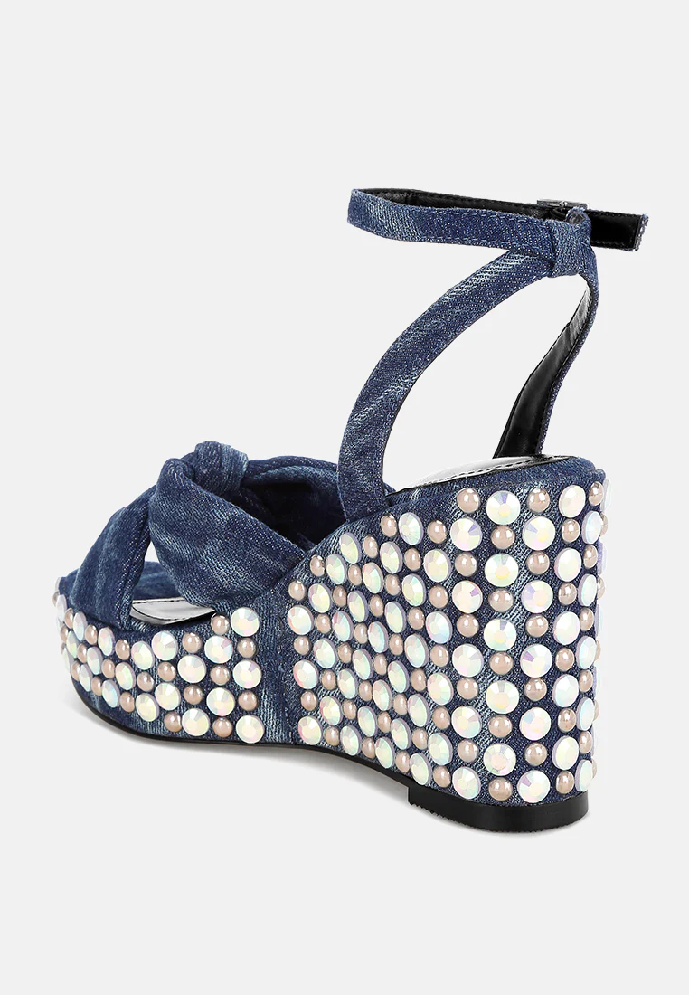 Moondot Embellished Wedge Heel Sandals - Image 15