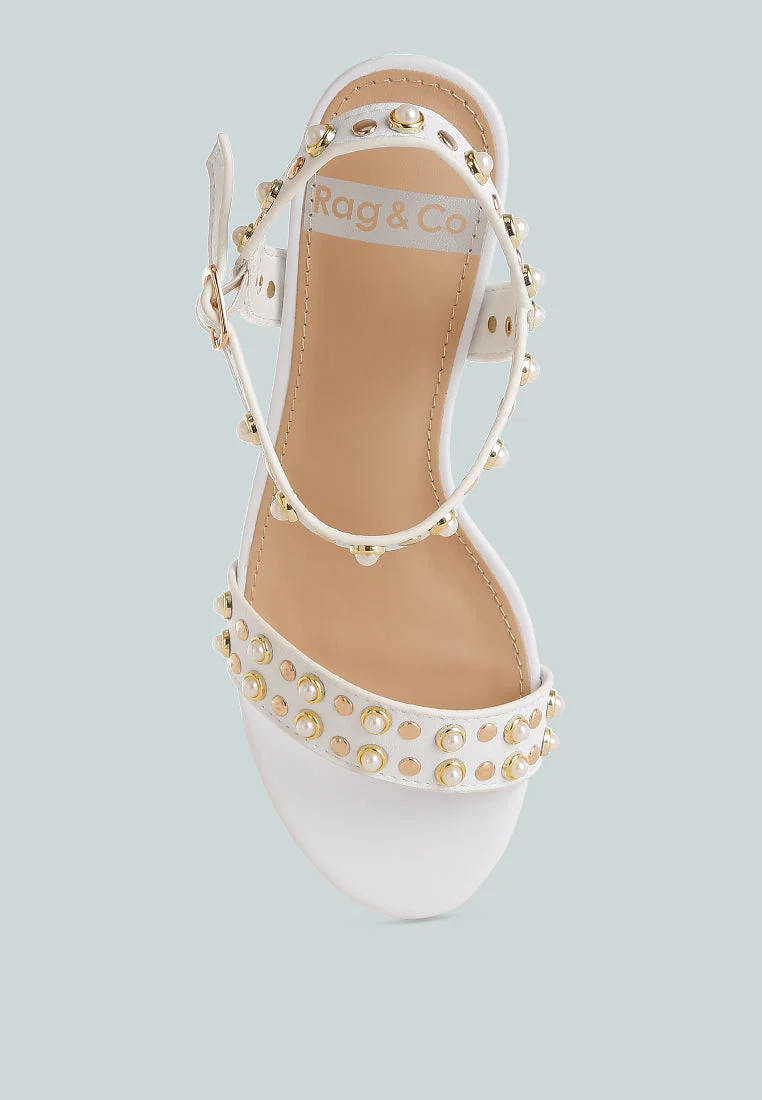 Morosa Studded Real Leather Kitten Heel Sandals - Image 5