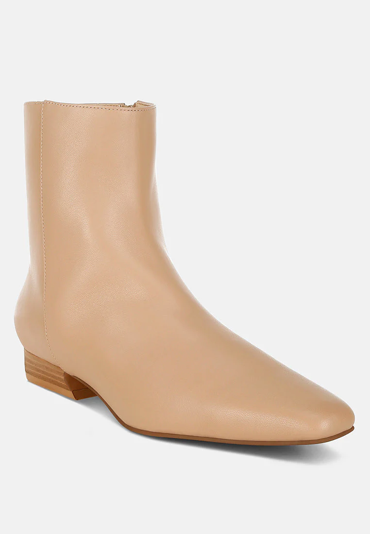 Obita Flared Heel Genuine Leather Boots - Image 2