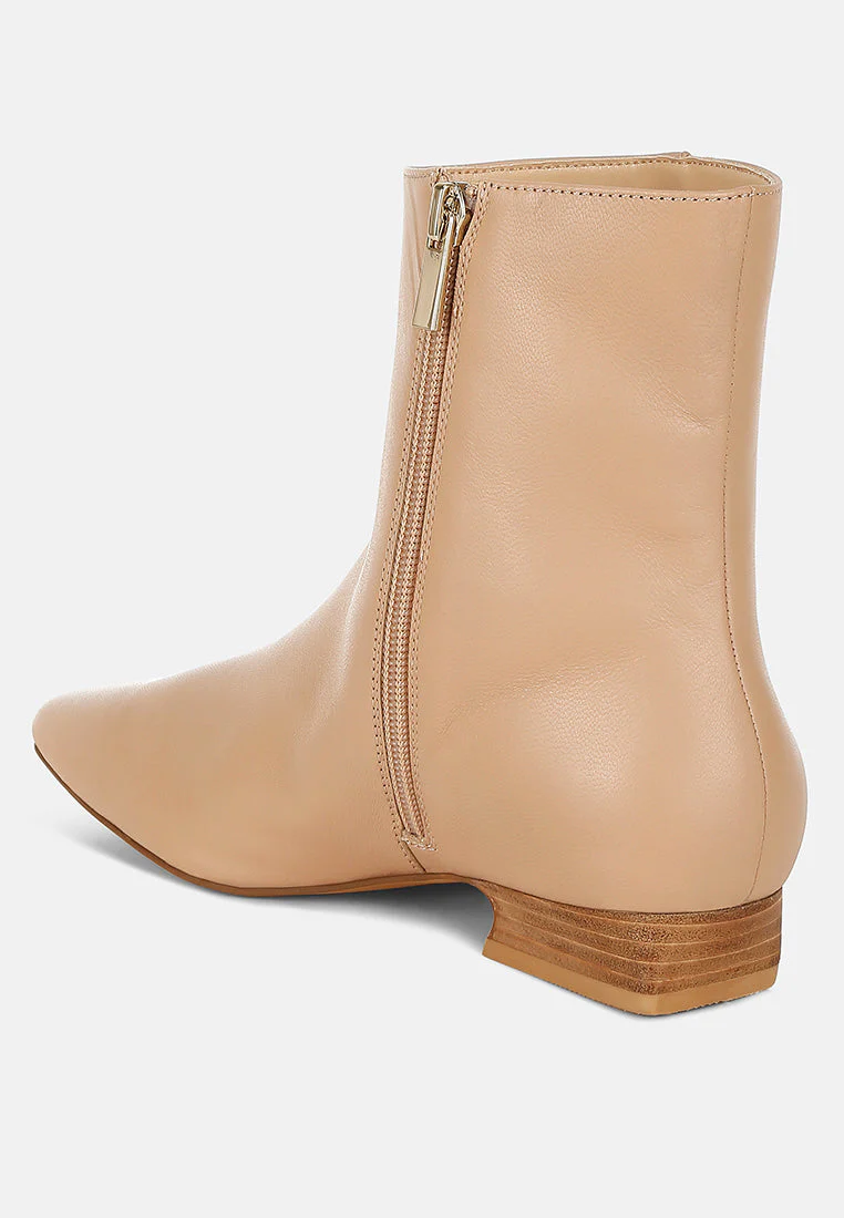 Obita Flared Heel Genuine Leather Boots - Image 3
