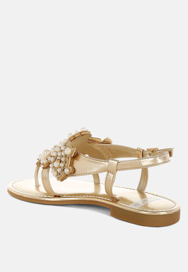Opazie Metallic Pearl Embellished Flats - Image 4