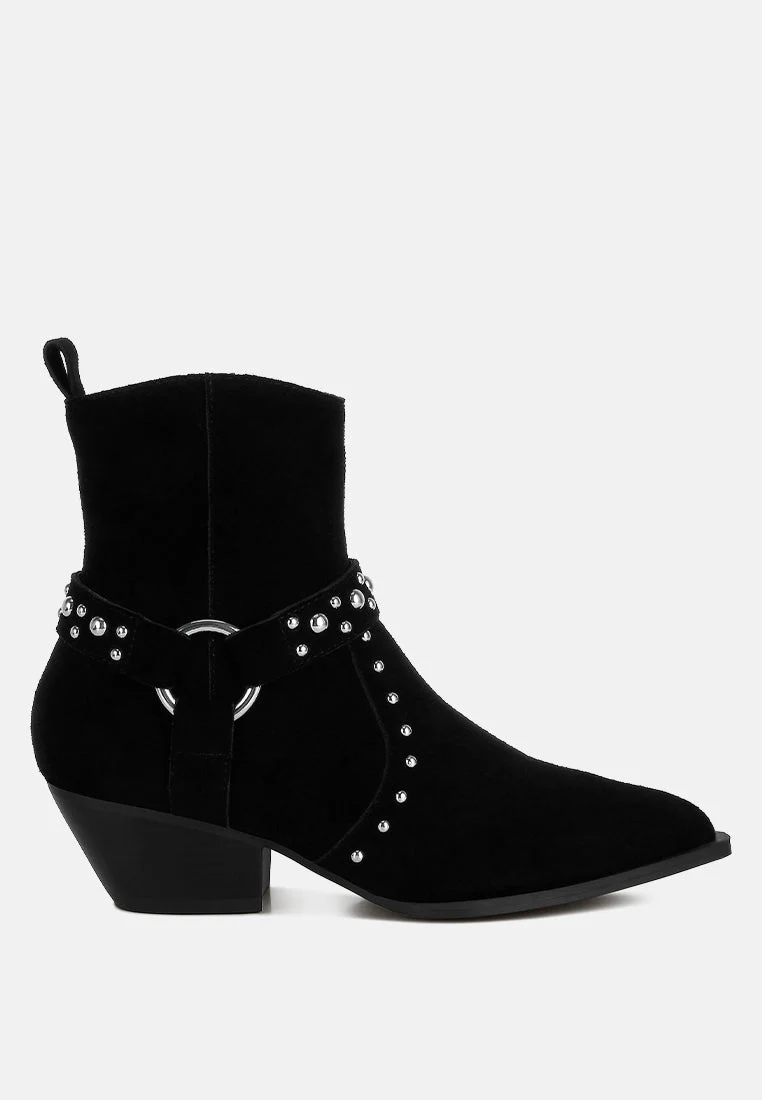 Rodeo Studded Real Suede Leather Ankle Boots - Image 6