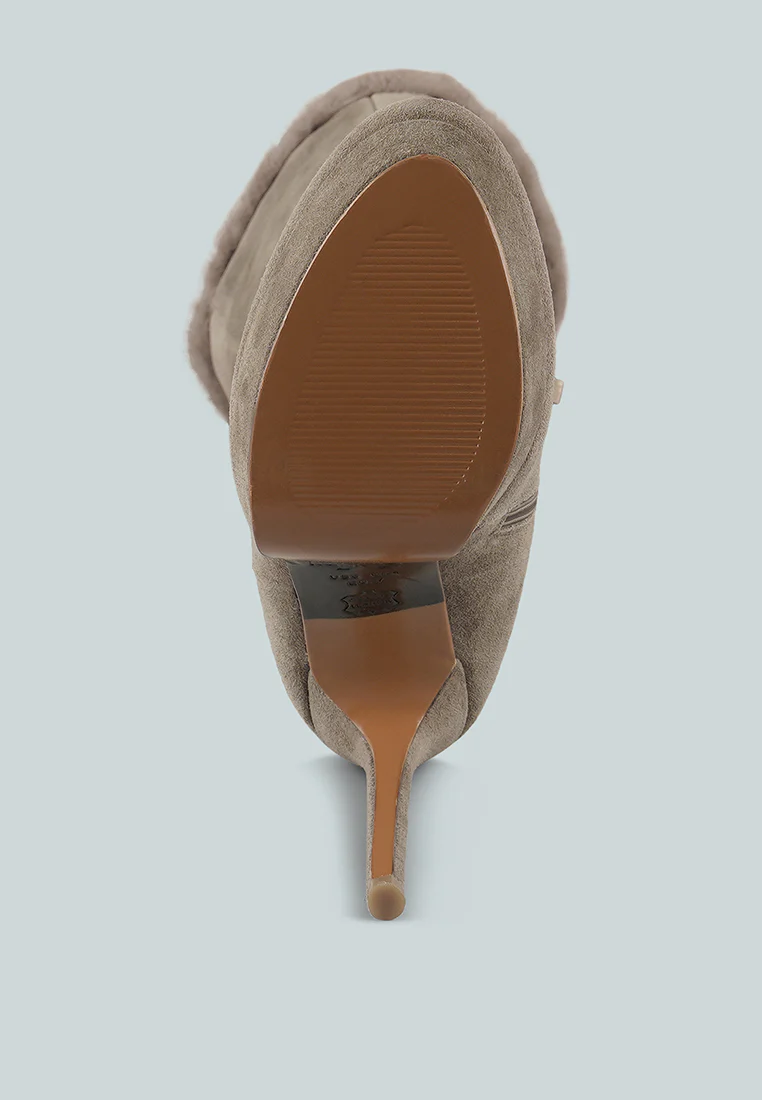 SALDANA Convertible Suede Leather Taupe High Boots - Image 5