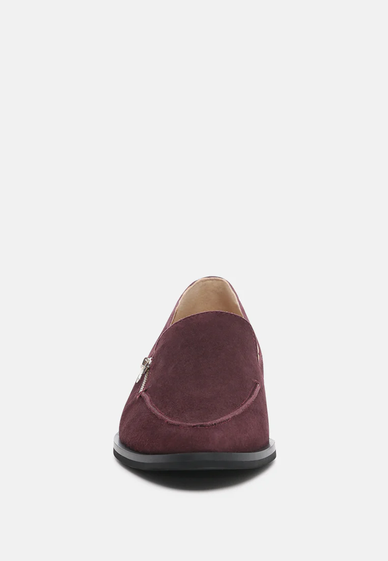 SARA Burgundy Suede Slip-on Loafers - Image 3