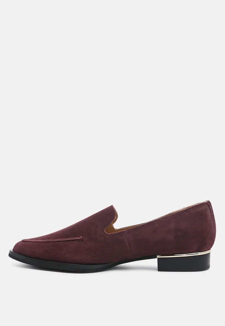 SARA Burgundy Suede Slip-on Loafers - Image 4