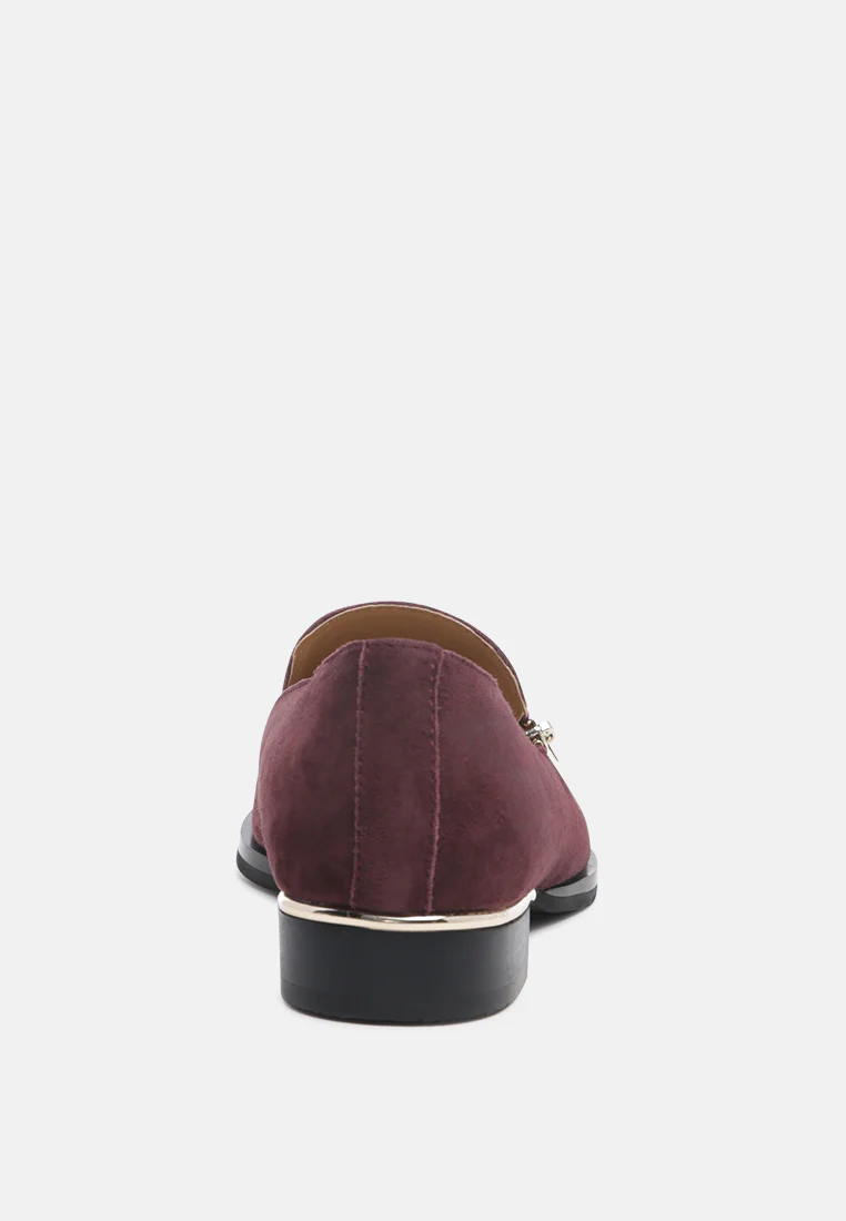 SARA Burgundy Suede Slip-on Loafers - Image 5