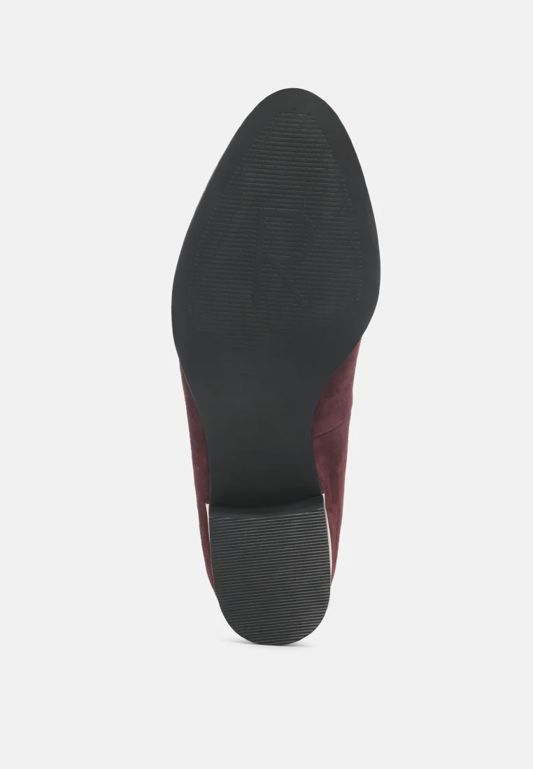 SARA Burgundy Suede Slip-on Loafers - Image 6