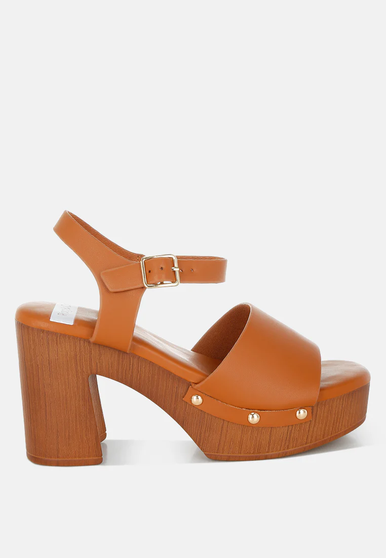 Sawor Recycled Leather High Block Sandals In White - Image 9