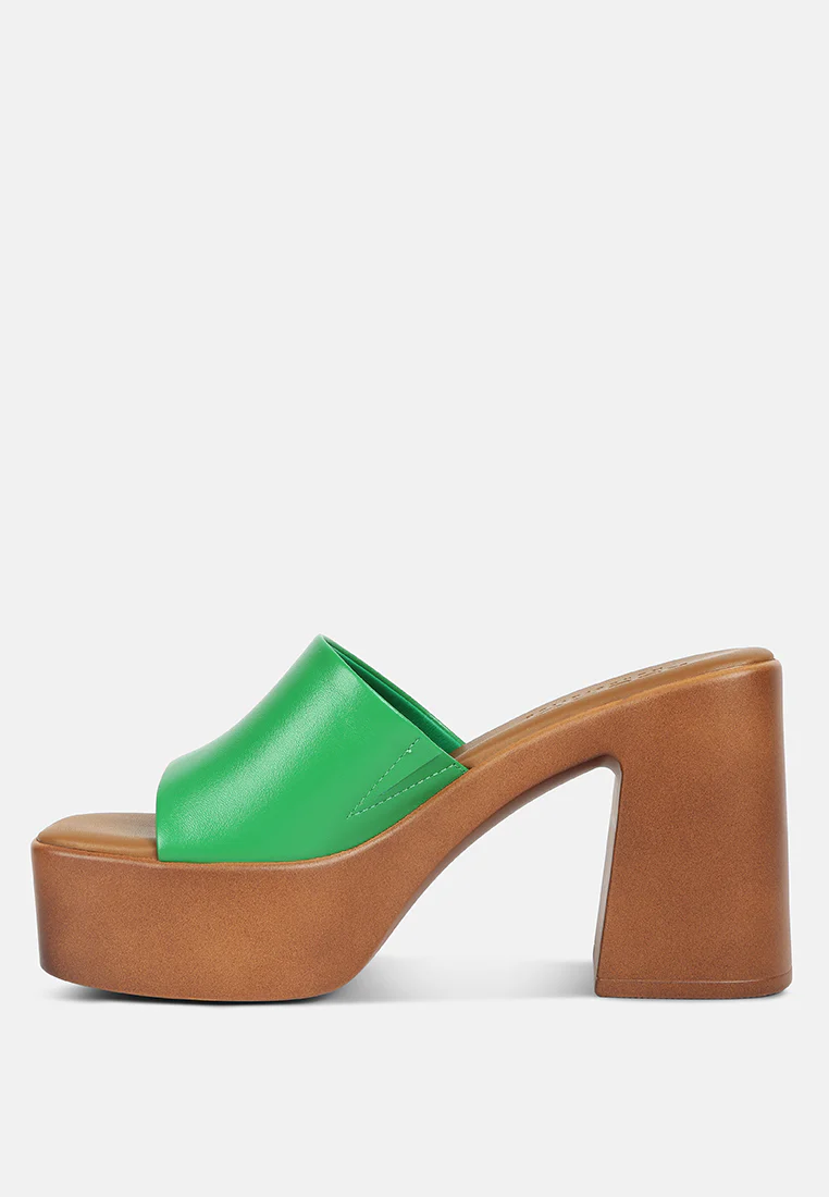 SCANDAL Slip on Block Heel Sandals in Green - Image 4