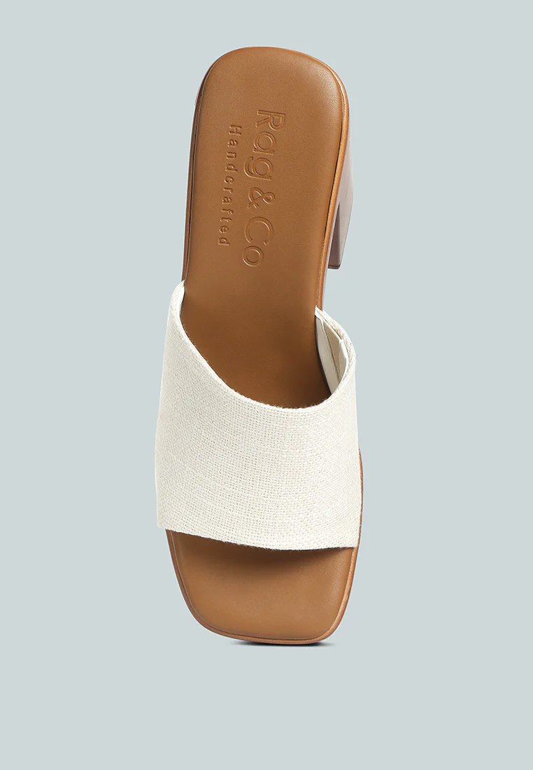 SCANDAL Slip on Block Heel Sandals in Off White - Image 6