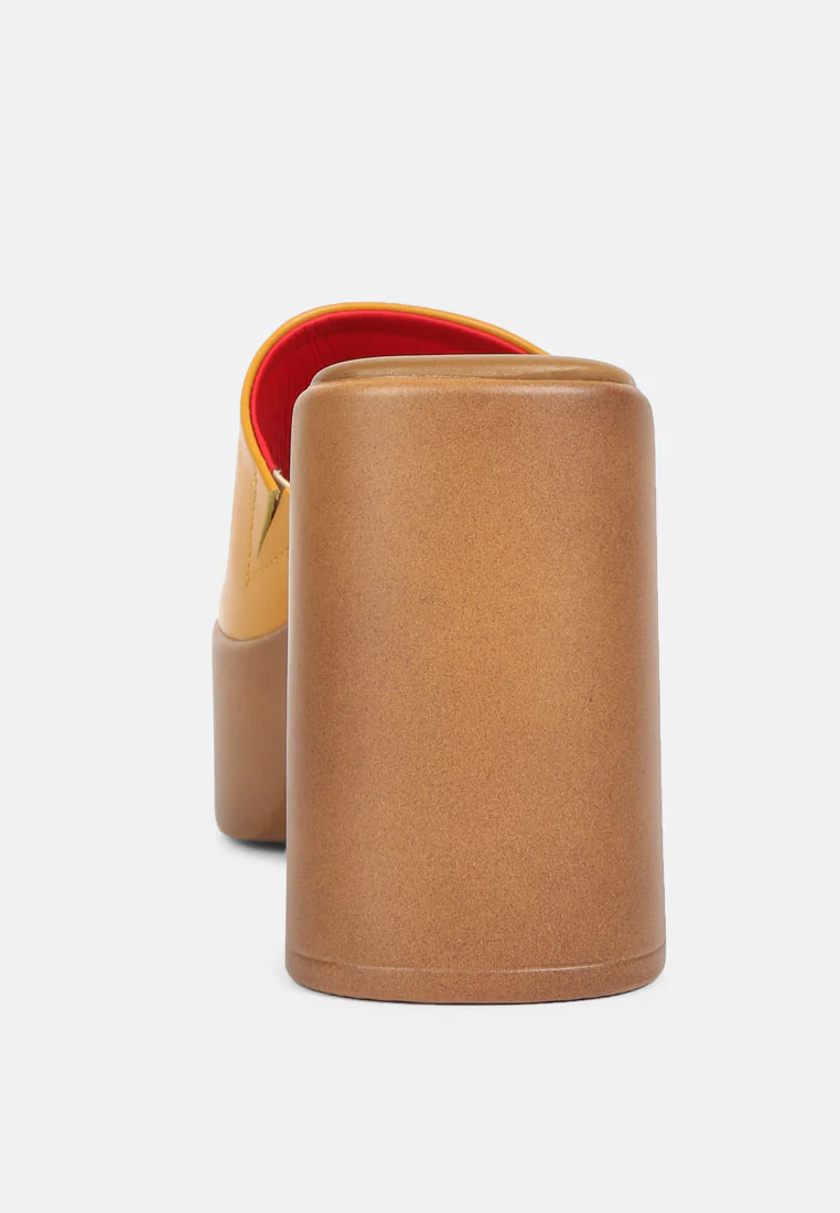 SCANDAL Slip on Block Heel Sandals in Tan - Image 5