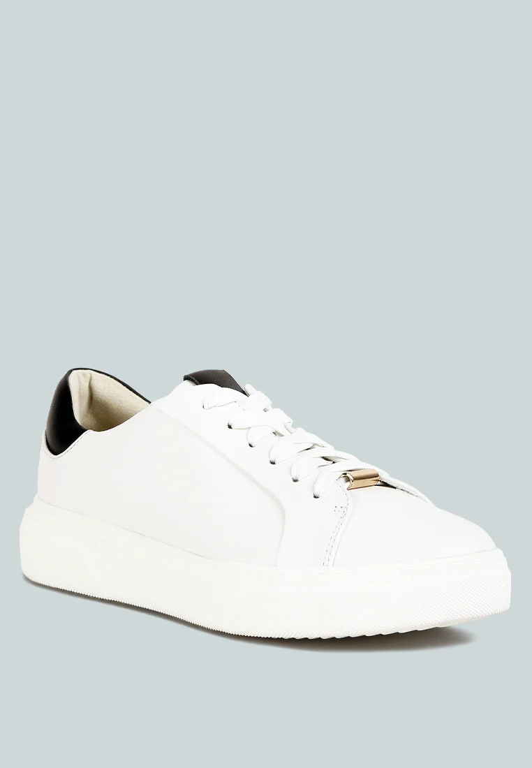 SCHICK Lace Up Leather Sneakers in Black - Image 2
