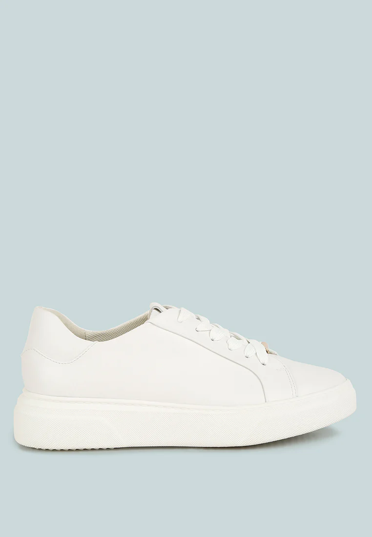 SCHICK Lace Up Leather Sneakers in White
