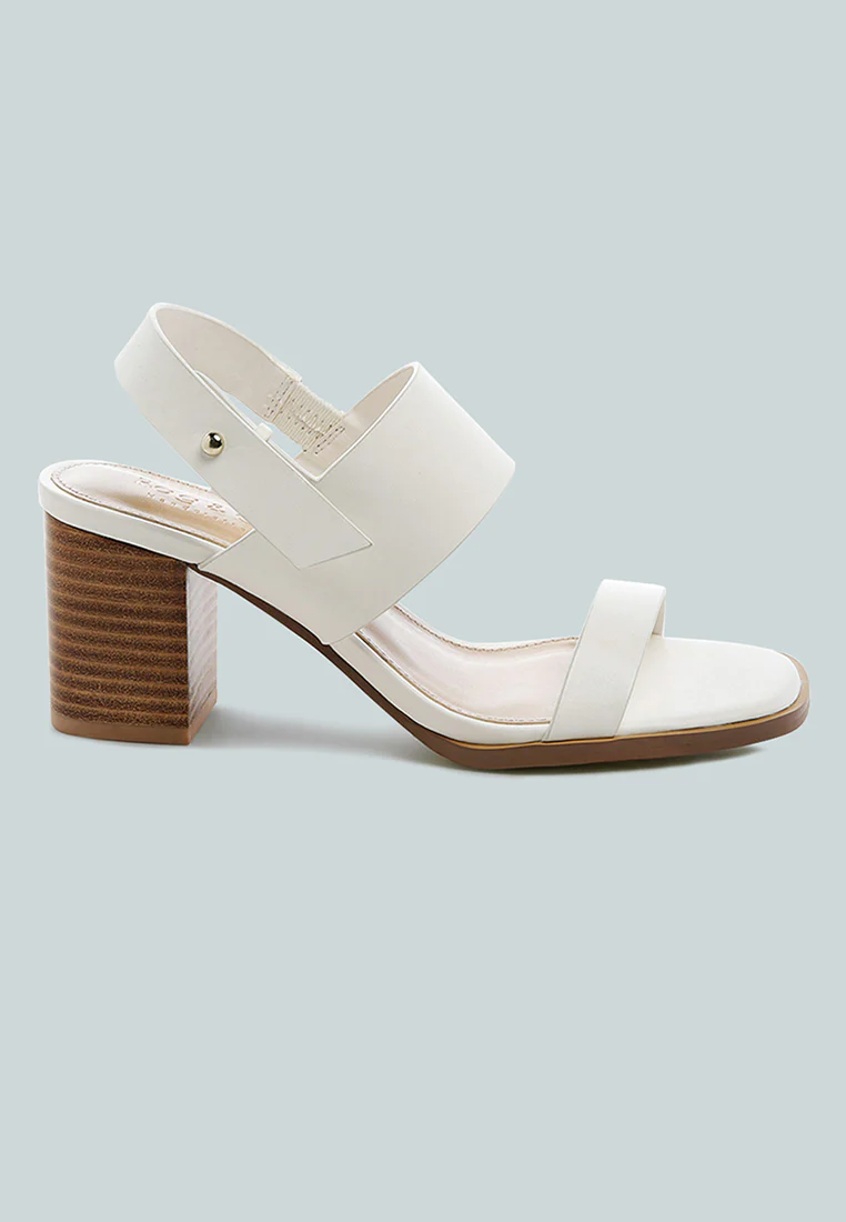 GERTUDE Slingback Block Heel Leather Sandal in White - Image 2
