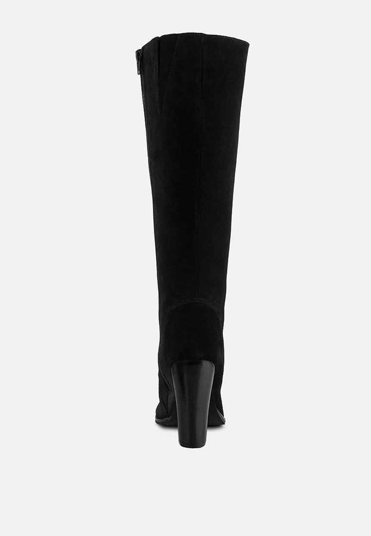 STREET-SLAY Antique Eyelets lace up Knee Boots In Black - Image 5