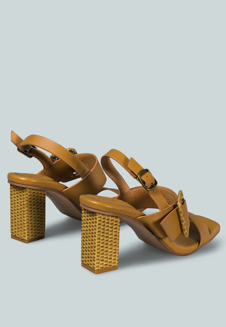 SWIFT Big Buckle Leather Slingback Sandal in Tan - Image 4