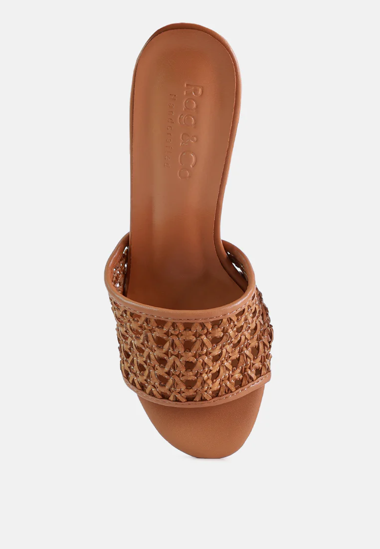 TEASE Mocca Woven Stiletto Slides - Image 6