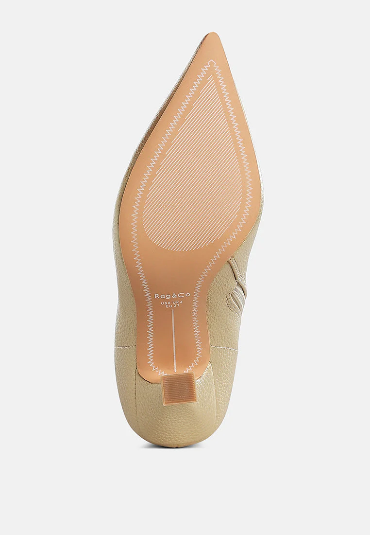 Tentia Metallic Pleather Spool Heel Boots - Image 10
