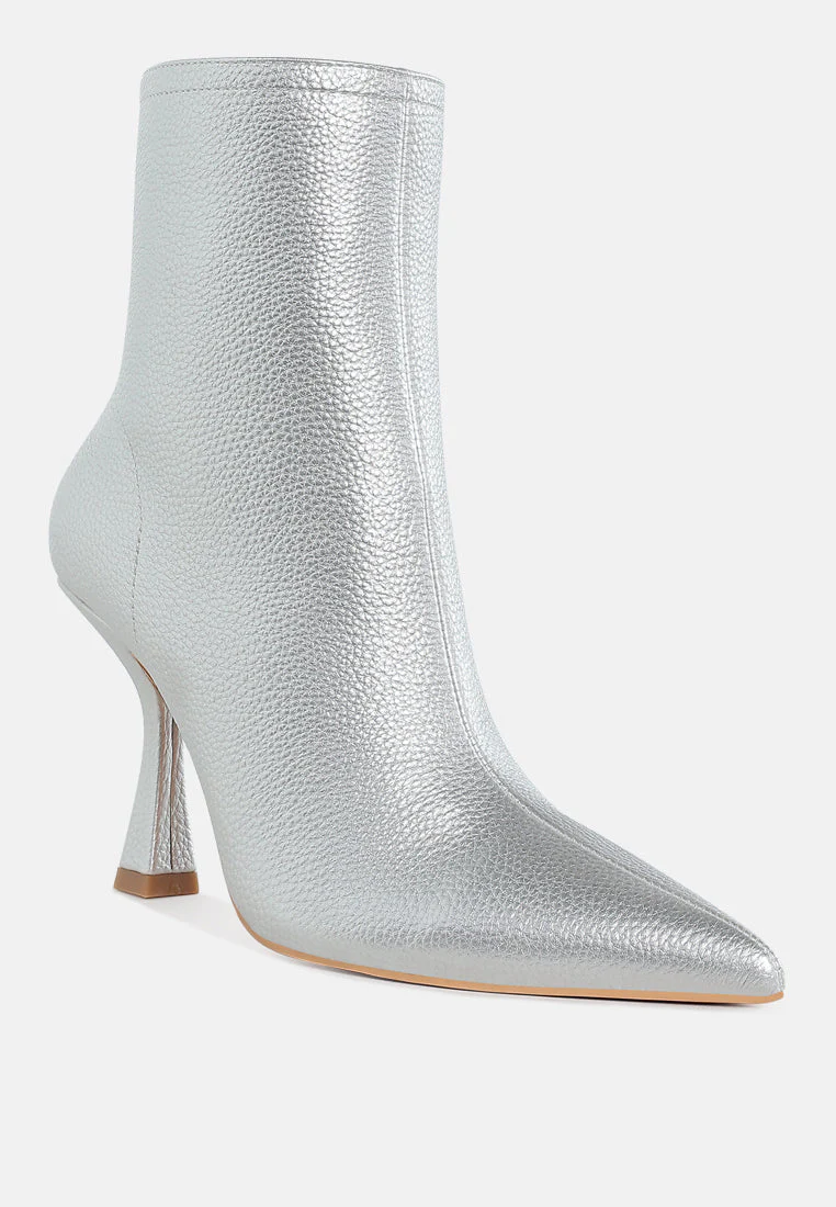 Tentia Metallic Pleather Spool Heel Boots - Image 2