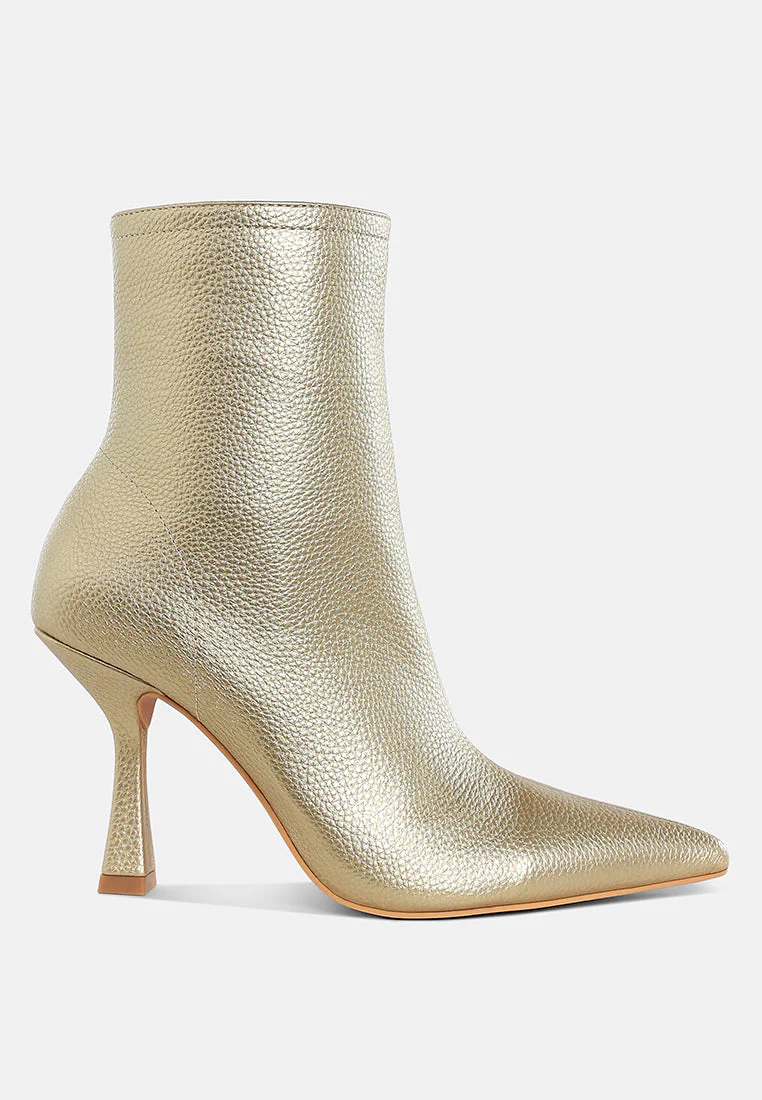 Tentia Metallic Pleather Spool Heel Boots - Image 6