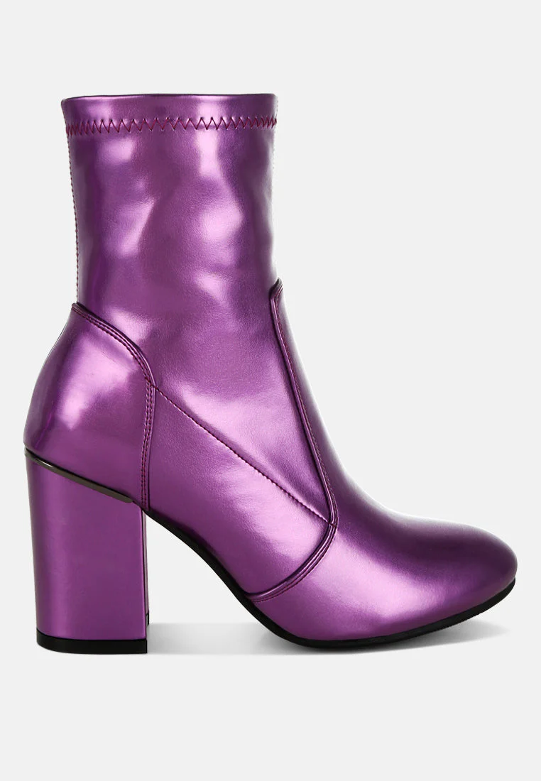 Tirana Metallic Pleather Sock Boots - Image 12