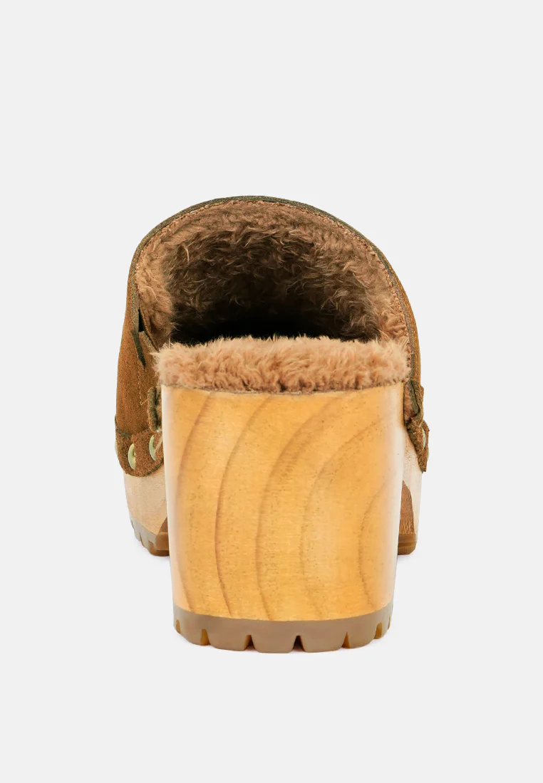 TULLEY Suede Clogs Mules in Tan - Image 5
