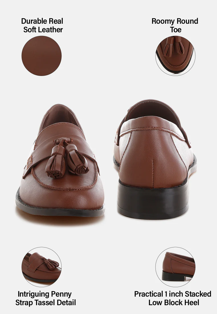 Yelena Real Leather Tassel Loafers - Image 18